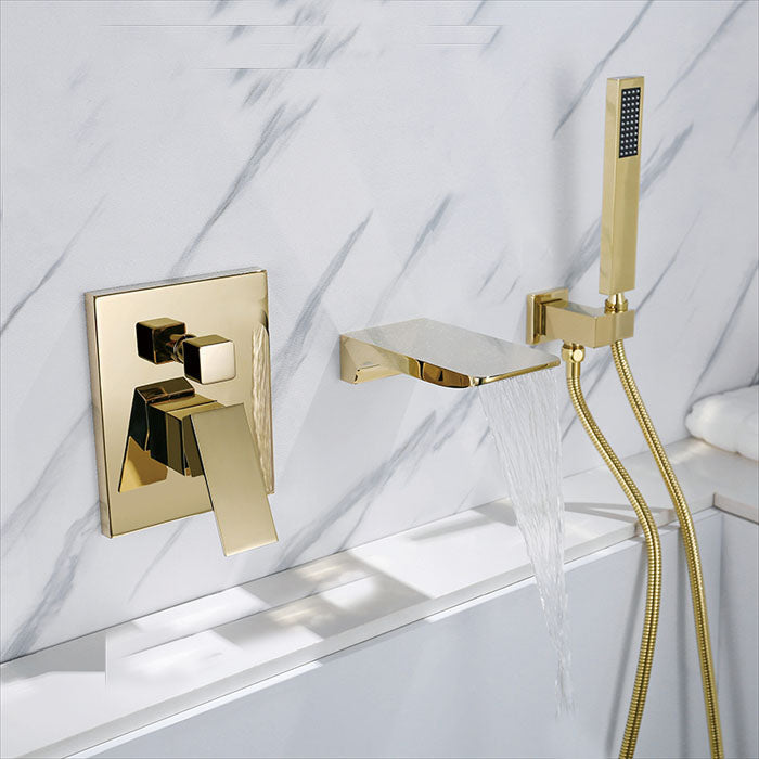 Gold Polished - Matte Black Wall Mounted 2 Way Mixer Valve Bathtub Filler Set