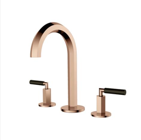 Polished Rose Gold Two Tone 8 Inch Widespread Faucet