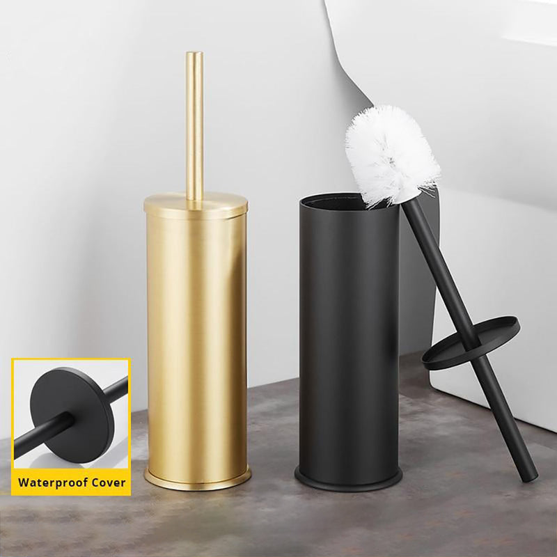 Brushed Gold-Black-White Bathroom Toilet Cleaning Brush Holder