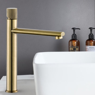 Nordic design Tall Vessel Sink and Single Hole Lavatory Faucet