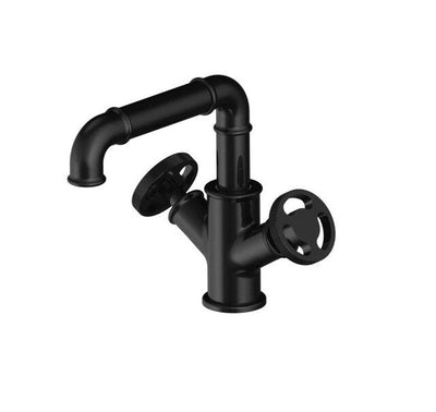 Prague-Black Industrial Victorian Hot and Cold Lever Tall and short bathroom faucet