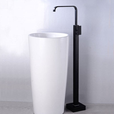 Matte Black Modern Design Freestanding Bathroom Faucet For Basin