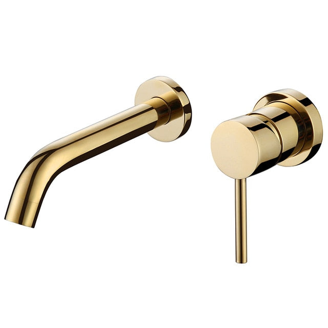 Gold/Black/Chrome/Brushed Gold Single Lever Wall Mount Bathroom Faucet