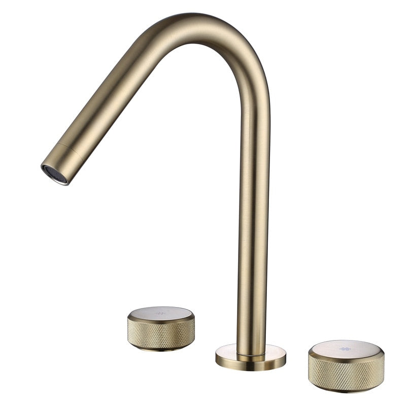 Brushed Gold- Matte Black 8 Inch Wide Spread Bathroom Faucet