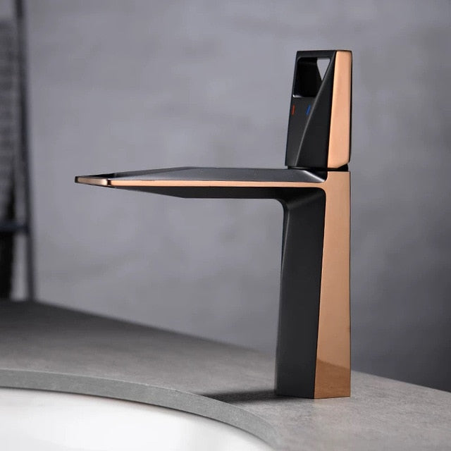 Polished Rose Gold-Matte black-Brushed Gold  Single Hole Bathroom Faucet