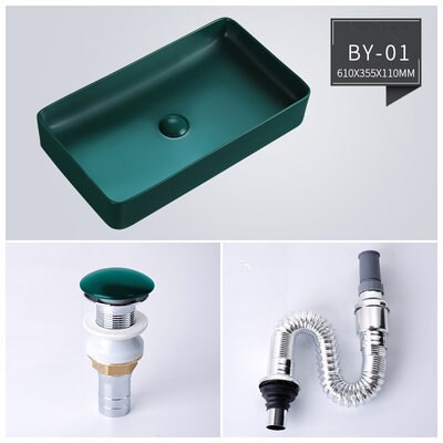 Matte Green Rectangular Vessel Sink