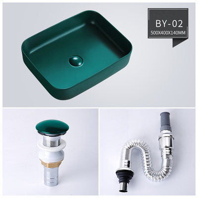 Matte Green Rectangular Vessel Sink