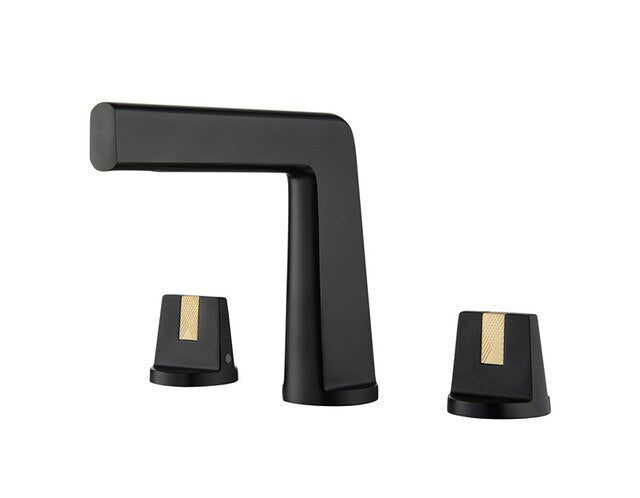 SIG-MK-25-Black with Brushed Gold two Tone 8 Inch Wide spread bathroom faucet