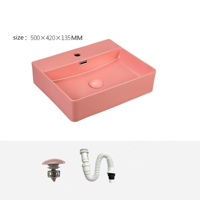 Pink Colours Rectangular Wallhung and Vessel Sink