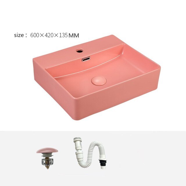 Pink Colours Rectangular Wallhung and Vessel Sink