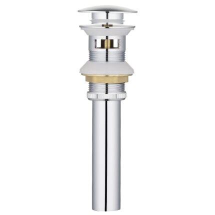 Pop up Drain for Bathroom Sink Vessel Vanity, Brushed Gold Solid Brass Assembly Replacement Kits Stopper, Flip Top, Overflow