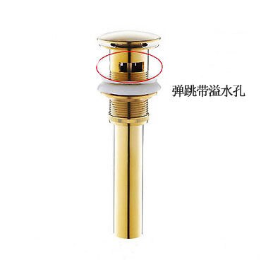 Pop up Drain for Bathroom Sink Vessel Vanity, Brushed Gold Solid Brass Assembly Replacement Kits Stopper, Flip Top, Overflow