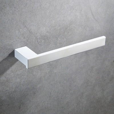 White Matte Bathroom Accessories- towel bar, toilet paper holder,hooks