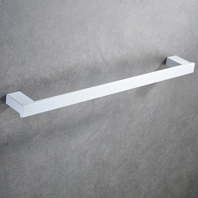 White Matte Bathroom Accessories- towel bar, toilet paper holder,hooks