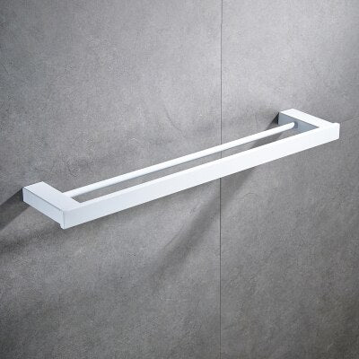 White Matte Bathroom Accessories- towel bar, toilet paper holder,hooks