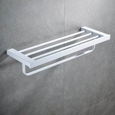 White Matte Bathroom Accessories- towel bar, toilet paper holder,hooks