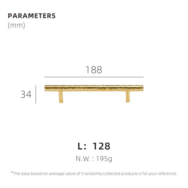 Nordic Gold polished hammered cabinet door handles and knobs