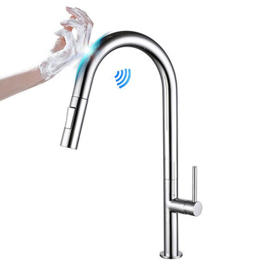 Toronto-Black and Brushed Gold Two Tone Touchless Sensor Kitchen Faucet Pull Out Dual Sprayer