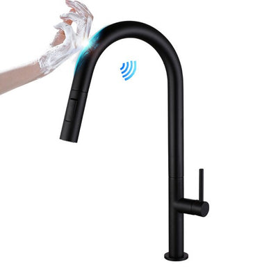 Toronto-Black and Brushed Gold Two Tone Touchless Sensor Kitchen Faucet Pull Out Dual Sprayer