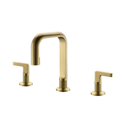 Brushed Gold - Grey Gun 8 inch wide spread faucet and deck mount tub filler