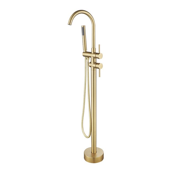 Brushed gold freestanding bathtub filler