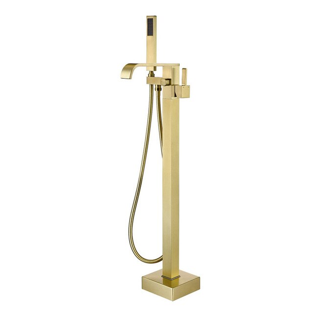 Brushed gold freestanding bathtub filler