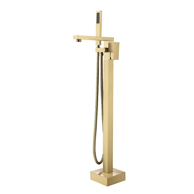 Brushed gold freestanding bathtub filler