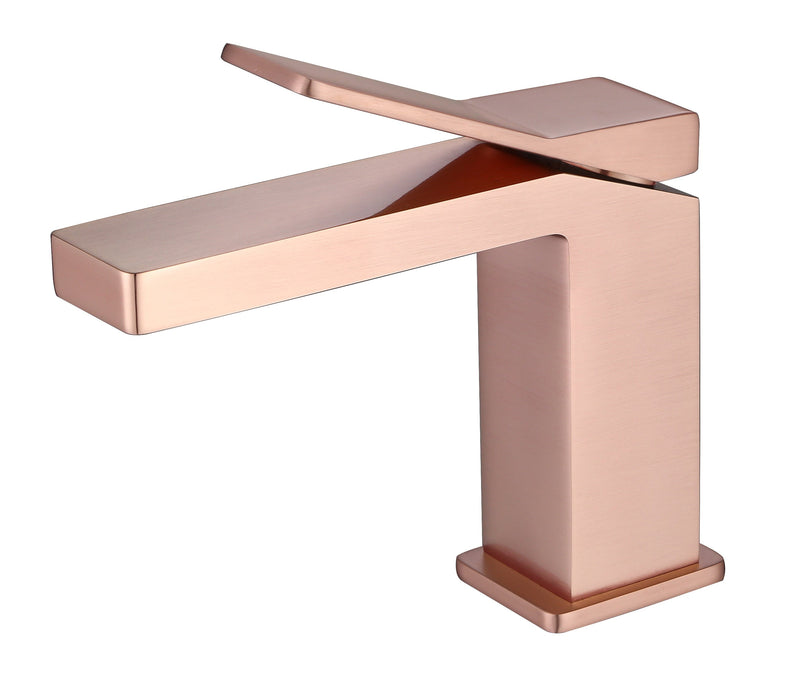 Rose gold polished single hole bathroom faucet