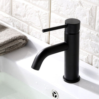 Brushed gold tall and short single hole bathroom faucet