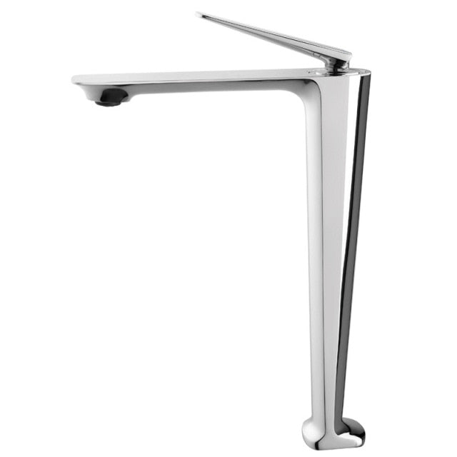 Katherine-Chrome tall vessel faucet and short single bathroom faucet