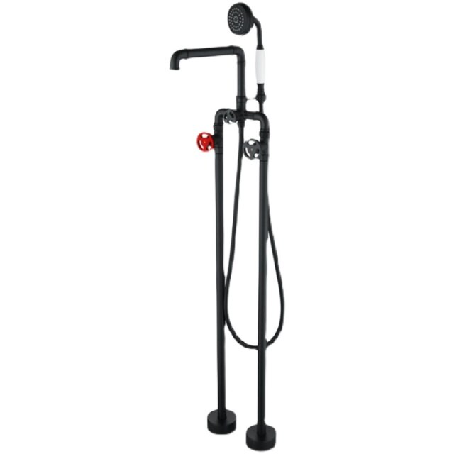 Black Matte Industrial Victorian Style Free Standing Tub Filler