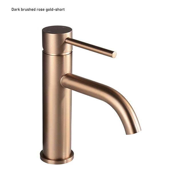 Brushed gold rose gold single hole bathroom faucet