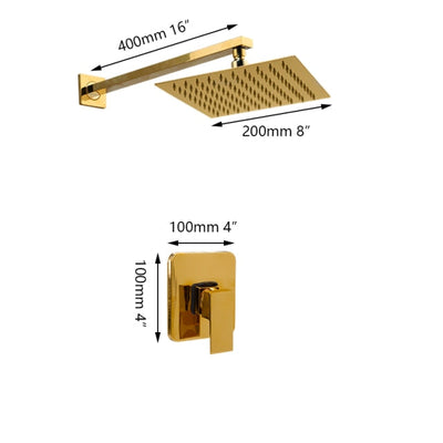 Gold Polished Square 2-3 way functions pressure balance shower kit