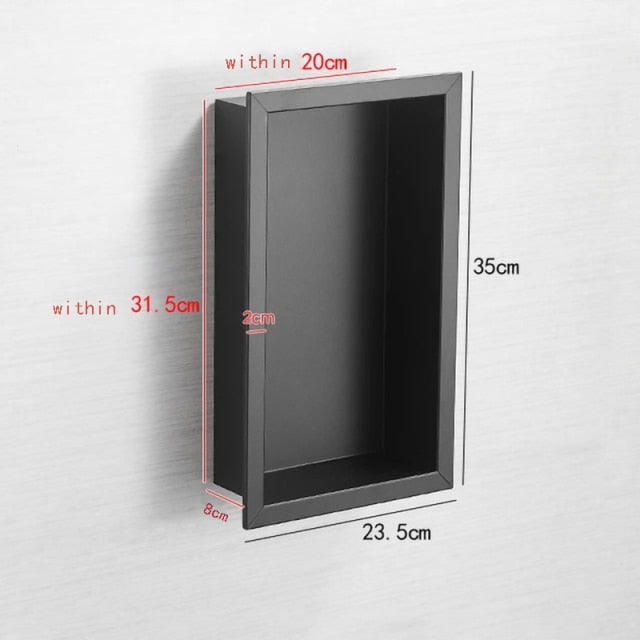 Black bathroom wall mounted niche shelve