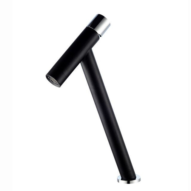 Black Matte Tall vessel and short single hole bathroom faucet