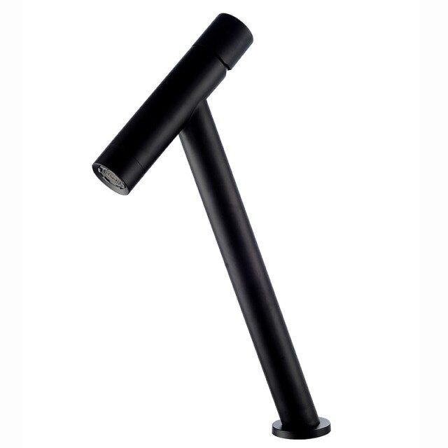 Black Matte Tall vessel and short single hole bathroom faucet