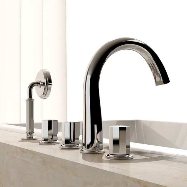 Futura-Black with rose gold- White polished with rose gold  deck mount tub filler faucet