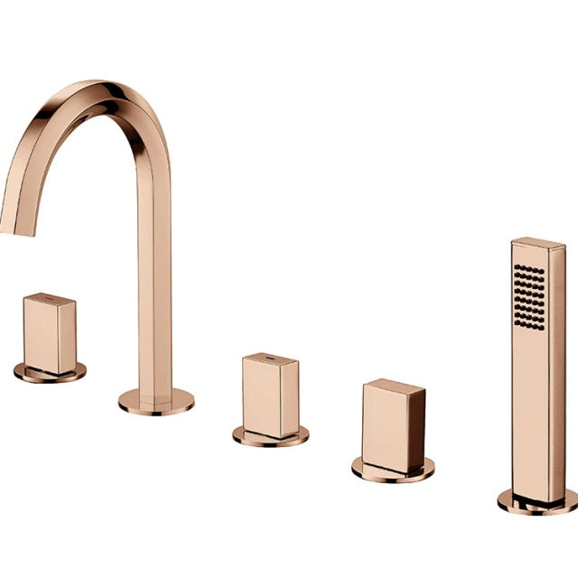 Rose Gold- Gold Polished Deck MountBathtib Filler Faucet Set