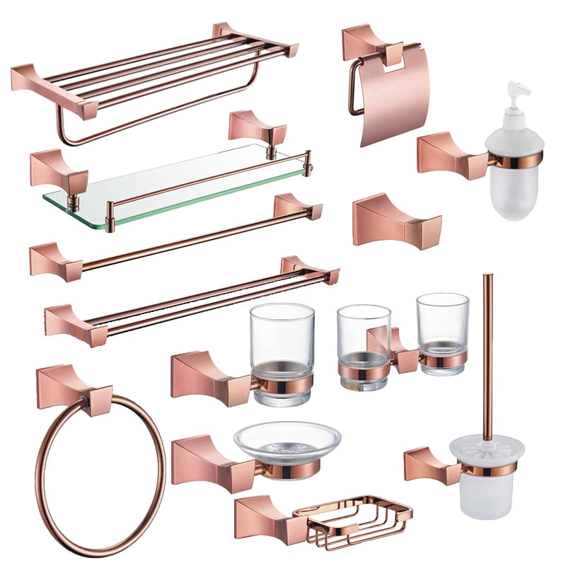 Rose Gold Polished-Square Bathroom Accessories – charleskitchenandbathroom