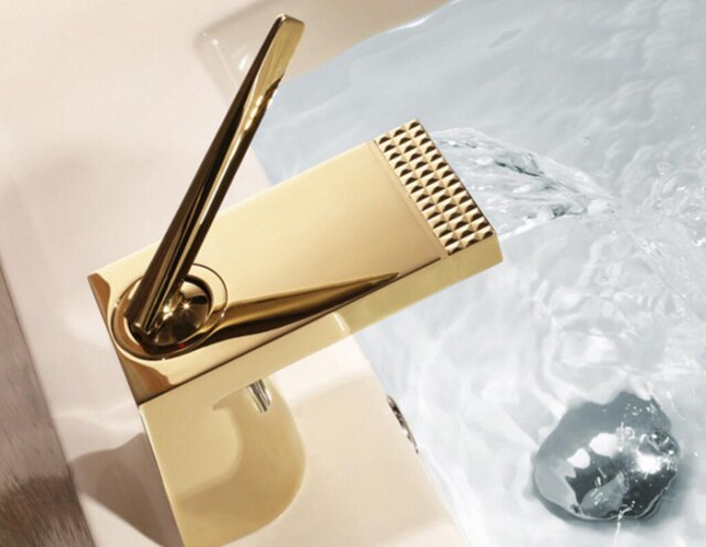 Gold polihsed-BLack with gold-Chrome Single Hole Bathroom Faucet