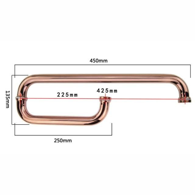 Rose Gold Polished Shower Glass Door Hardware for Custom Tempered Glass Door