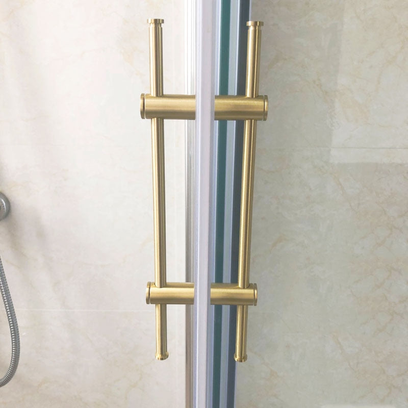 Brushed Gold Shower Glass Door Handle and Towel Handle