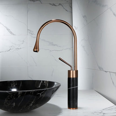 Rose gold polished with black Tall Vessel Faucet