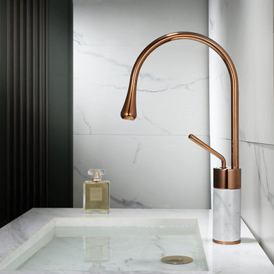 Rose gold polished with black Tall Vessel Faucet