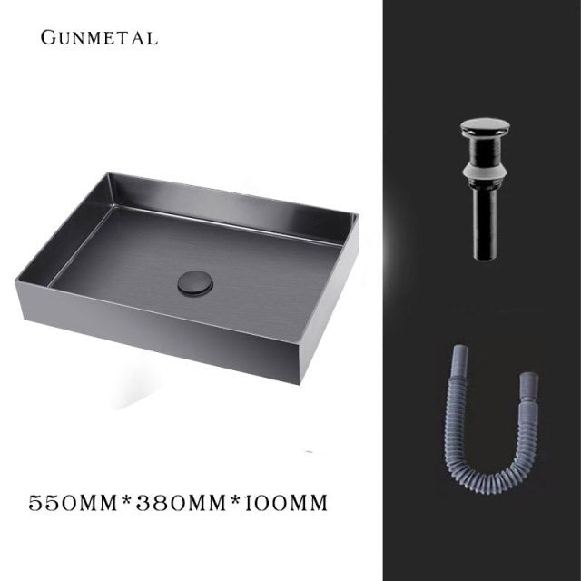 Gold-Grey Gun Rectangular 16 gauge  Stainless Steel Vessel Sink