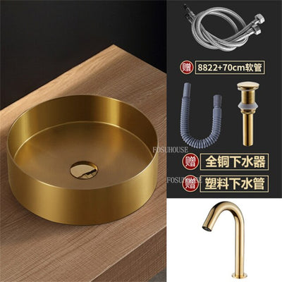 Gold-Rose Gold-Black Stainless Steel Vessel Sink Round 18 gauge