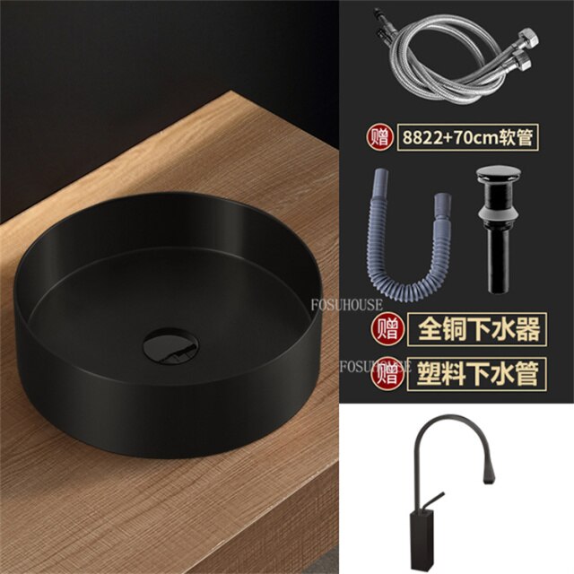 Gold-Rose Gold-Black Stainless Steel Vessel Sink Round 18 gauge