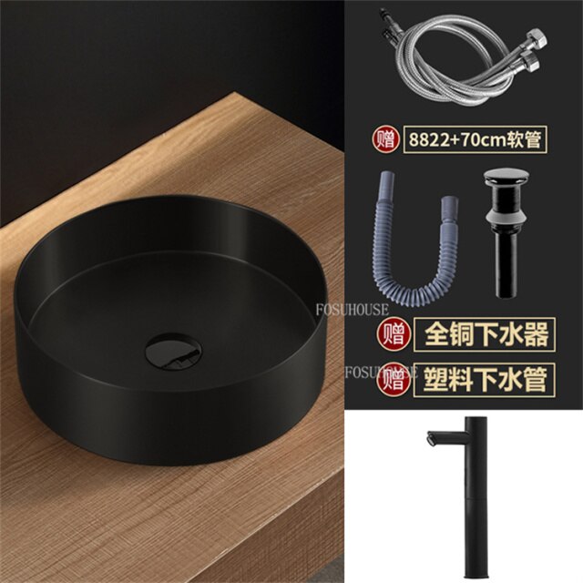 Gold-Rose Gold-Black Stainless Steel Vessel Sink Round 18 gauge