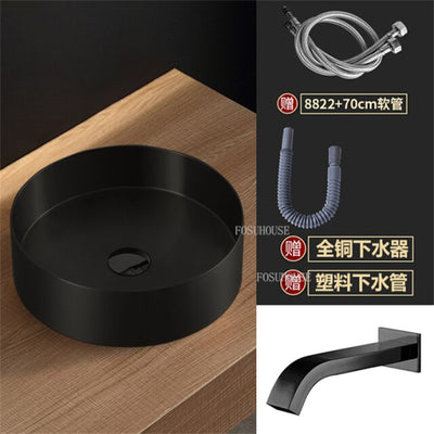 Gold-Rose Gold-Black Stainless Steel Vessel Sink Round 18 gauge