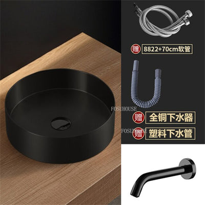 Gold-Rose Gold-Black Stainless Steel Vessel Sink Round 18 gauge